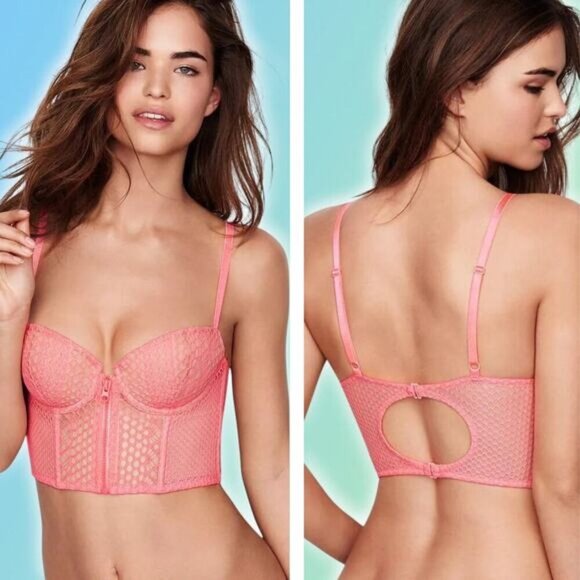NWT VICTORIA'S SECRET Very Sexy After Dark Crochet Long Line Bra Sz 32DD - Picture 1 of 7